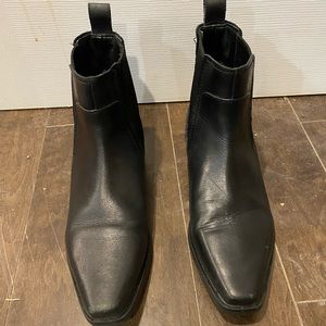 Zara black square toed booties